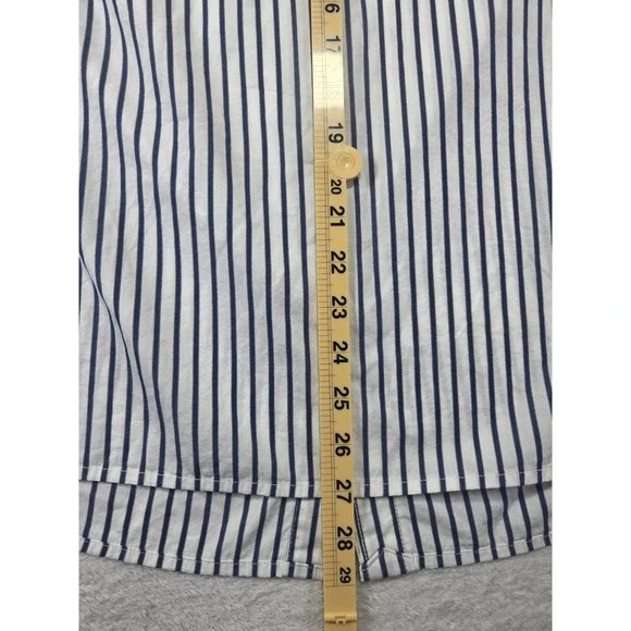 Lauren Ralph Lauren 1X Striped Cotton Button Down Shirt Womens Plus Roll Tab - Picture 7 of 8